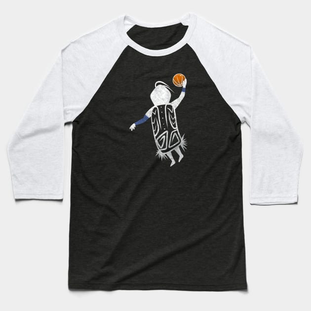 Dunking Basketball Player Baseball T-Shirt by Caving Designs